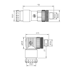 Złącze M12 okrągłe do montażu B-12MU5000 Złącze M12 okrągłe do montażu B-12MU5000