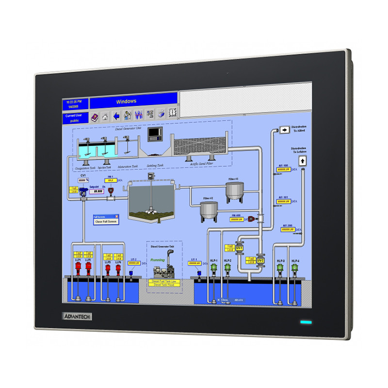 FPM-7121T - pramoninis, plokščias monitorius 12.1 "XGA TFT LCD su VGA ir DP, IP66 įvestis