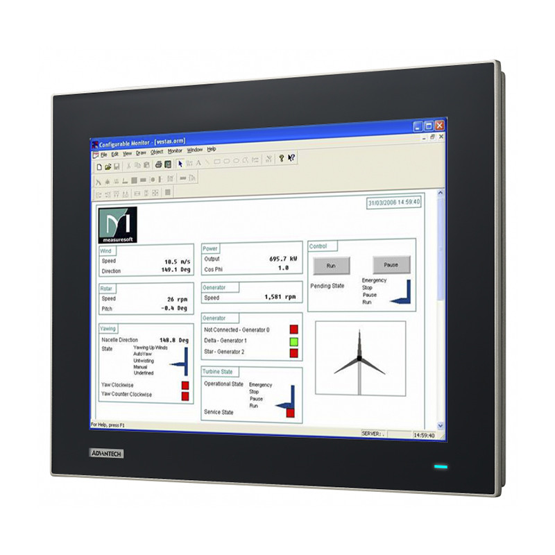 FPM-7151T - Moniteur industriel, plateau plat 15 "XGA TFT LCD avec entrée VGA et DP, IP66