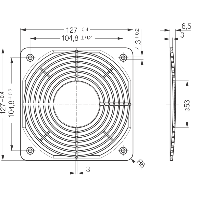 LZ30-P - Osłona wentylatora - 127 x 127 mm LZ30-P - Osłona wentylatora - 127 x 127 mm