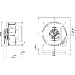 Ventilador radial EC K3G355-RS02-H2 230 V 500 W | DACPOL Polonia