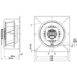 Ventilador radial EC K3G450-RJ74-21 230 V 750 W | DACPOL Polonia