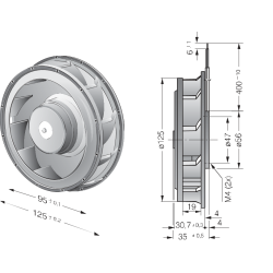 Радиальный вентилятор RER 125-19/14 N DC 24 В 4,3 Вт | DACPOL Польша