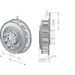 Ventilador radial de CA RER 160-28/56S 230 V 45 W | DACPOL Polonia