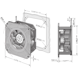 RG 225-55/18/2TDMLO DC radial fan 48V 80W | DACPOL Poland