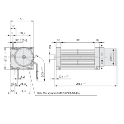 Ventilador de flujo cruzado CC QG030-198/12, 12 V, 8 W | DACPOL Polonia
