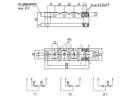 Wymiary obudów modułów elektroizolowanych firmy eupec/infineon TP25