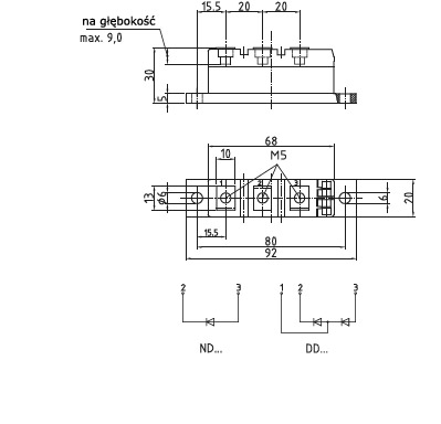 Wymiary obudów modułów elektroizolowanych firmy eupec/infineon TP20