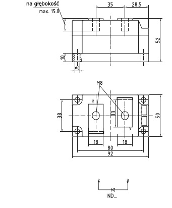 Wymiary obudów modułów elektroizolowanych firmy eupec/infineon DP50ND