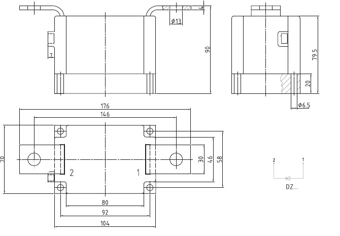 Wymiary obudów modułów elektroizolowanych firmy eupec/infineon DP70