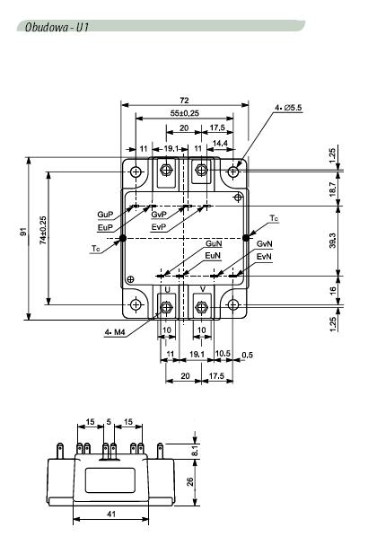 3 GENERACJA MODUŁÓW IGBT - SERIA U obudowa U1