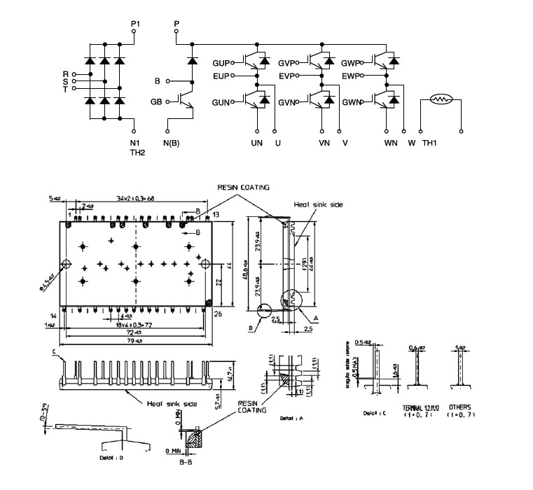 MODUŁY IGBT-SERIA DIP-C.I.B/SERIA C.I.B.  - CP10TD1-24A, CP15TD1-24A, CP25TD1-24A