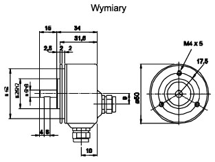 INKREMENTALNY ENKODER Z WAŁKIEM SERII SCA50 wymiary