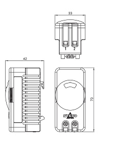 Small Compact Thermostat STO 011 / STS 011 wymiary