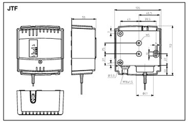 Termostat przeciwzamrożeniowy JTF wymiary