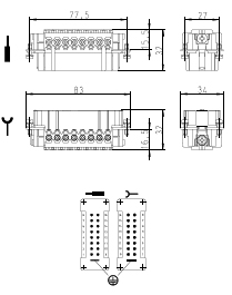 Wkłady do złącz przemysłowych EX , STREFA 1,21 wymiar