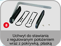 uchwyt do stawiania z regulowanym położeniem wraz z pokrywą, płaską