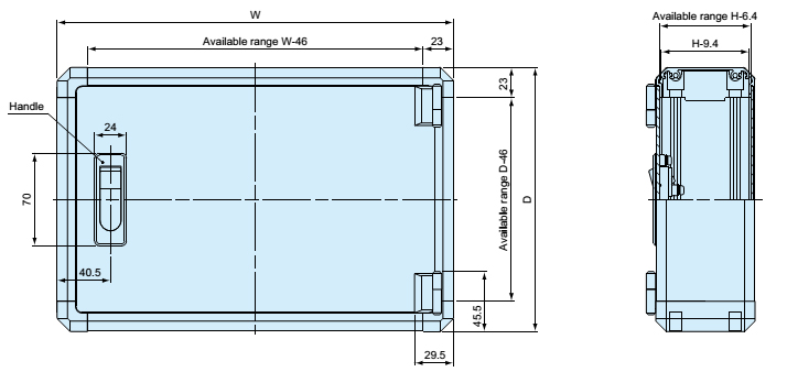 FCW  - obudowa sterownicza z profili aluminiowych z otwieranym panelem zamek 1 sz, zawias 2sz