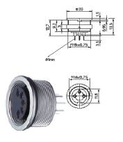 Wtyki okrągłe z zamknięciem śrubowym wg IEC 60130-9 do montażu na płytce PCB gniazdo do wbudowania do montażu czołowego, wersja do druku