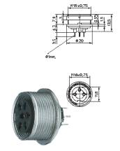 Wtyki okrągłe z zamknięciem śrubowym wg IEC 60130-9 do montażu na płytce PCB gniazdo do wbudowania do montażu z tyłu