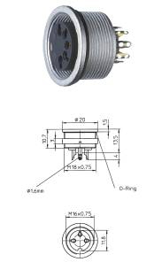 Wtyki okrągłe z zamknięciem śrubowym, IP68 wg IEC 60130-9 gniazdo do wbudowania do montażu