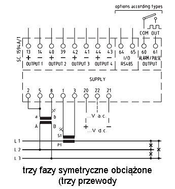 Programowalny przetwornik wielkości elektrycznych klasy 0.2 MC2UP schemat