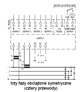 Programowalny przetwornik wielkości elektrycznych klasy 0.2 MC2UP schemat