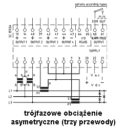 Programowalny przetwornik wielkości elektrycznych klasy 0.2 MC2UP schemat