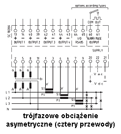 Programowalny przetwornik wielkości elektrycznych klasy 0.2 MC2UP schemat