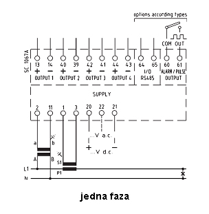 Programowalny przetwornik wielkości elektrycznych klasy 0.5 MCOUP schemat 