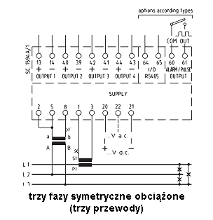 Programowalny przetwornik wielkości elektrycznych klasy 0.5 MCOUP schemat 2