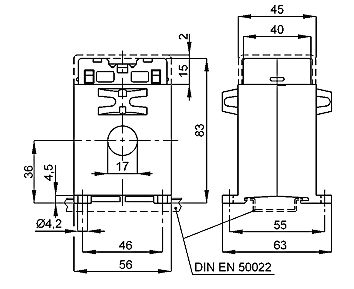 Przekładnik prądowy TAC017 na kabel Ø17/ szynę 15x5mm wymmiary