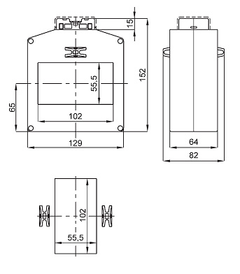 Przekładnik prądowy TAT101 na szynę 102x55mm wymiary