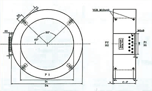 GSR bushing-type current transformers - dimensions