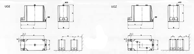 UGE, UGZ - Jedno i dwubiegunowy wnętrzowy przekładnik napięciowy średniego napięcia wymiary