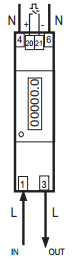 Jednofazowy licznik energii elektrycznej serii M1DL1 - schemat