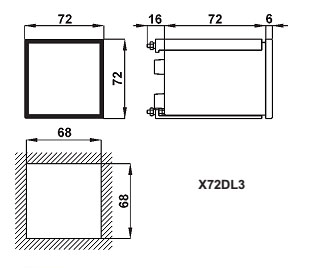 Przekaźniki prądu upływu serii X72DL3 - wymiar