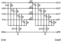 Filtry trójfazowe z przewodem neutralnym seria FIN170ESM - schemat