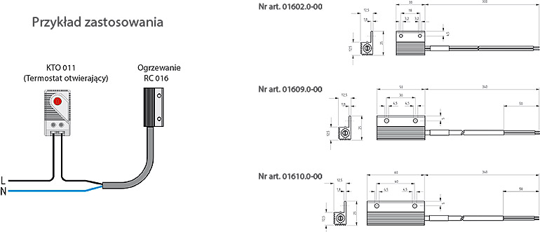 Ogrzewacz Seria RC 016 - 8 W, 10 W, 13 W