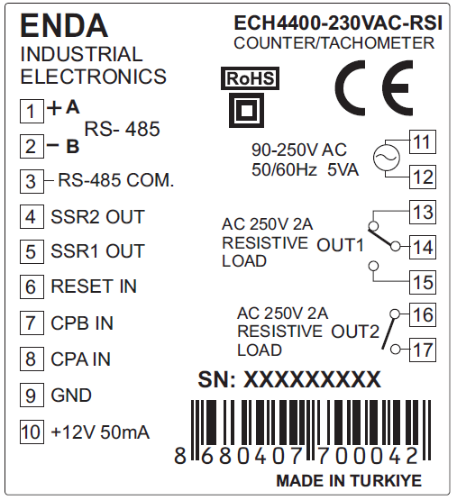 JAUGE AUTOMATIQUE TACHYMETRE ELECTRIQUE Ø 52 mm 60543SB-DZ