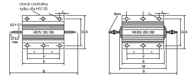 REZYSTORY MOCY W OBUDOWIE ALUMINIOWEJ –SERIA HS, NHS wymiar