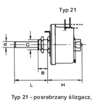 POTENCJOMETRY OBROTOWE MOCY Typ 21 - posrebrzany ślizgacz