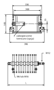 REZYSTORY DUŻEJ MOCY DO HAMOWANIA ZE STALOWYMI ELEMENTAMI REZYSTANCYJNYMI – SERIA FE 31 wymiary