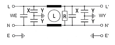 FILTRY JEDNOFAZOWE SERIA F.LL.E2. *** A.AN 250VAC 8-63A schemat