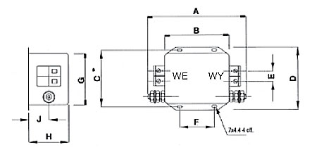 FILTRY JEDNOFAZOWE SERIA F.LL.E2. *** A.AN 250VAC 8-63A