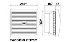 Wentylator z filtrem Seria FF 018:550 m³/h wymiary