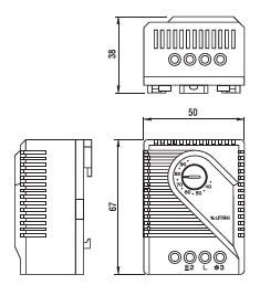 Higrostat mechaniczny MFR 012 wymiary