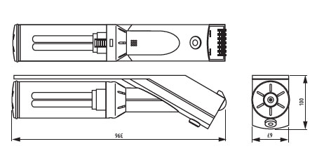 Lampa z wyłącznikiem - linia Dual Seria DL 026 wymiar