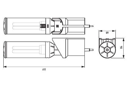 Lampa ręczna - linia Dual Seria DL 026 wymiary