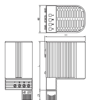 Ogrzewacz z termostatem seria CSF 060 - 50W do 150W wymiary